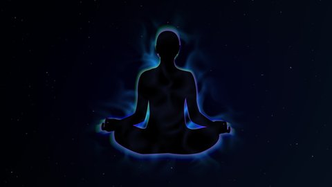 Human energy body and aura in Meditation Concept Illustration Animation on Space Background