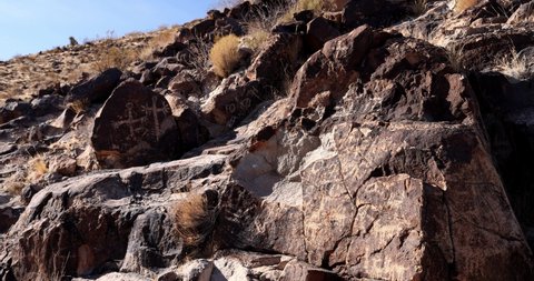 Sunny view of the beautiful landscape around Petroglyph Canyon Trail Las Vegas, Nevada