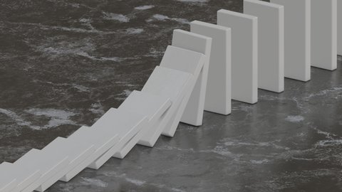 3D Animation of Dominos colliding endlessly, CG Render, Seamless loop