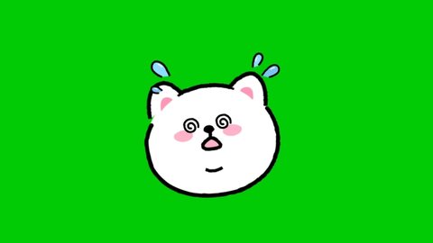 animated motion dog expression on green background.