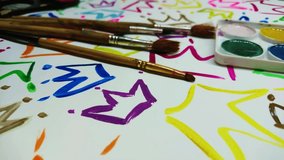 Pattern from colored painted crowns, background from watercolor paints and gouache - Powered by Shutterstock - Get 15% off with code: PIKWIZARD15