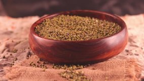 The whole mug or moong is kept on top in a wooden bowl,maash or moong bean heap in wooden bowl,Short HD Quality Video moong or Mung 