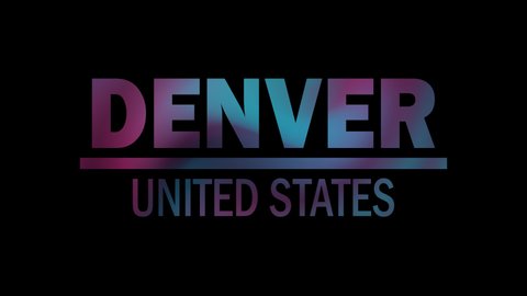 Denver - United States city name text animation - Shiny swirling typography