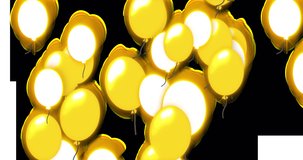A minimalistic overlay with yellow and white balloons in a simple cartoon or comic style. Festive backdrop with empty space for text. Endlessly looping video.