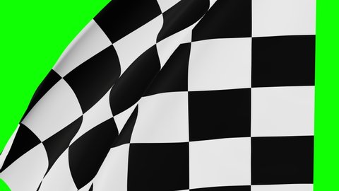 Chequered flag over greenscreen for video transition to indicate that the race is officially finished. 3d rendering
