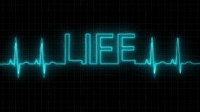 Ekg LIFE Rhythm. Life Background. 4K Heart Rhythm Video. Seamlessly loop electrocardiogram medical screen with a graph of heart rhythm on black background