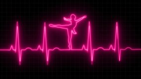 Ekg Heart Rhythm. Rhythm Background. 4K Heart Rhythm Video. Seamlessly loop electrocardiogram medical screen with a graph of heart rhythm on black background