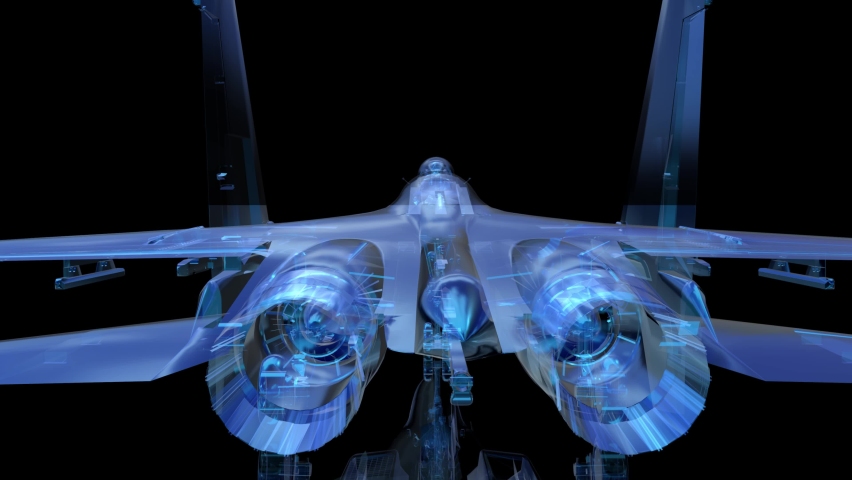 Jet from abstract polygonal line. Futuristic x-ray airplane connected to form.