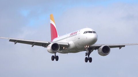 Netherlands, Amsterdam - 02. September 2020: An Airbus A319 airplane of Iberia Airlines at Amsterdam Schiphol airport (AMS) in the Netherlands.