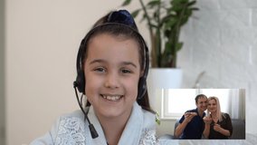 young family couples talking video calling from home