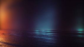Wet asphalt, night view, neon reflection on the concrete floor. Night empty stage, studio. Dark abstract background. Product Showcase Spotlight Background. - Powered by Shutterstock - Get 15% off with code: PIKWIZARD15