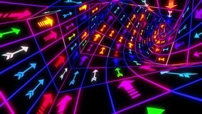 Arrows Colorful Neon Tunnel Looped Video