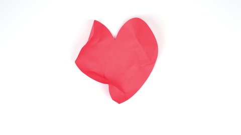 Stop Motion blank paper background. Paper Heart, stock video.