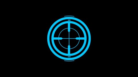 animated target range motion, aiming, with black background.