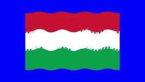 brush drawn flag of Hungary on a green background. moving from the wind. 4k video for your project.