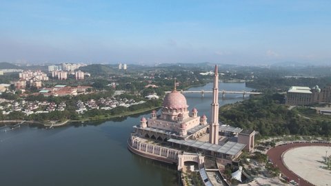 Cinematic view of Putra Mosque in Putrajaya