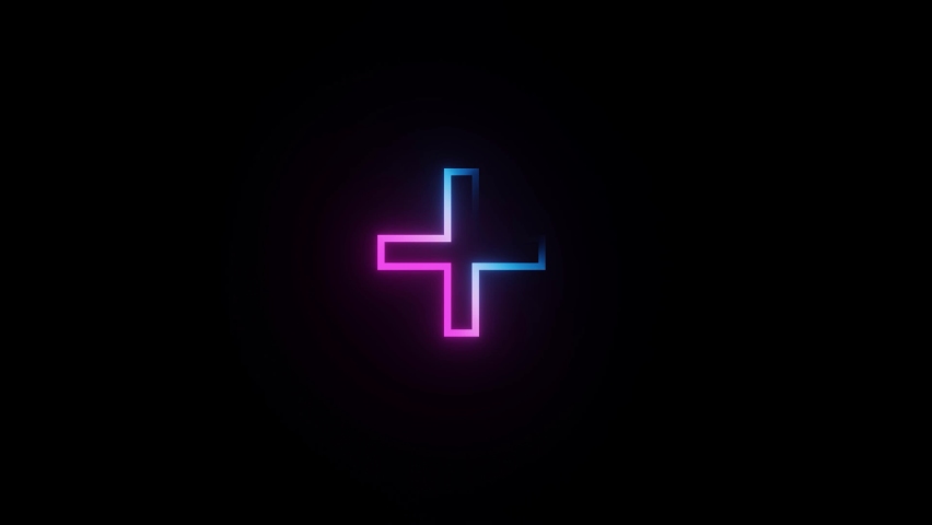 
Plus sign Pink Blue Neon Glowing Symbol on Black Background. 4k Looped Animation.  Royalty-Free Stock Footage #1067051905