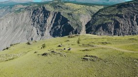Mountain landscape. Aerial video shooting from a quadrocopter of the landscape and nature of Altai.