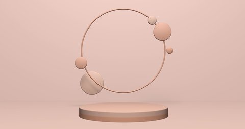 Beige abstract minimal scene with podium. 3d rendering for cosmetic product. Pastel background advertisement. 3d animation in 4K