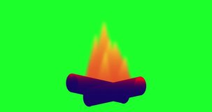 Bonfire animation footage on green background 4k video