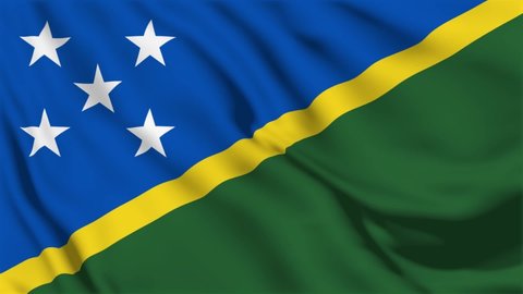 Flag of the Solomon Islands gently waving in the wind