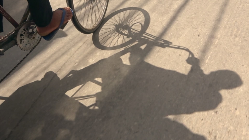 Shadow of rickshaw driver, Kathmandu, Bagmati Province, Nepal
