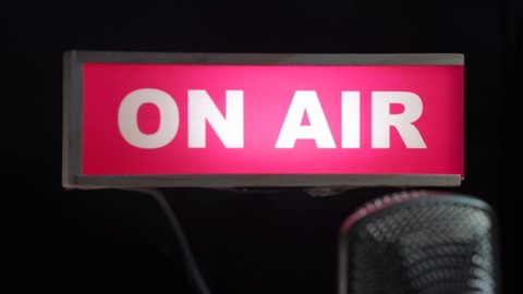 On Air Sign Lights Up For Live Broadcasting, Behind The Scenes