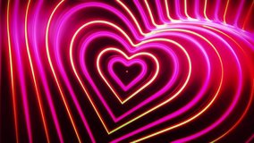A neon style looping video background of endless hearts. Perfect for Valentine's Day or romantic events!
