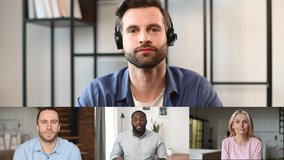 Virtual conference, webinar, online meeting video screen. Group of diverse employee, colleagues using app for video communication, virtual conference - Powered by Shutterstock - Get 15% off with code: PIKWIZARD15