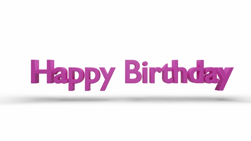 Happy Birthday pink 3D animation words on white background. Luma Matte Transition. Alpha Channel Mask | Shutterstock HD Video #1067109388