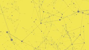 Wave of dots and weave lines. Yellow background, gray dots and lines. Network connection structure.