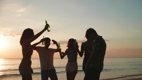 Group of young Asian enjoying the party on the beach. Group of friends having fun drinking beer during the summer vacation. - Powered by Shutterstock - Get 15% off with code: PIKWIZARD15