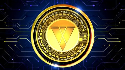  VERGE Cryptocurrency 3D rendering background is perfect for any type of news or information presentation. The background features a stylish and clean layout 