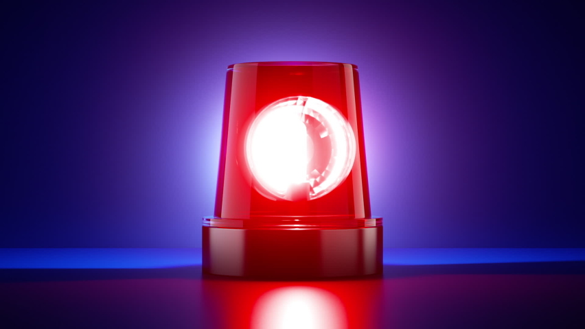 3d render, flashing light rotates and changes colors from blue to red, seamless loop animation. Emergency flasher strobe isolated on black background Royalty-Free Stock Footage #1067132515