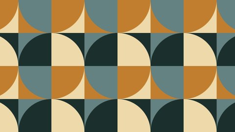 Simple motion graphic loop animation in flat retro style. Geometric pattern with animated tiles in warm colors