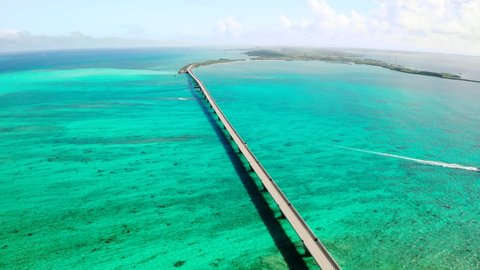 drone view beautiful ocean ikema bridge miyako ikema island Okinawa
