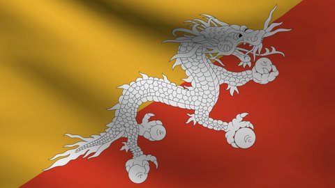 Bhutan flag waving at wind