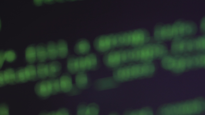 Detail of Coding screen scroll with depth of field