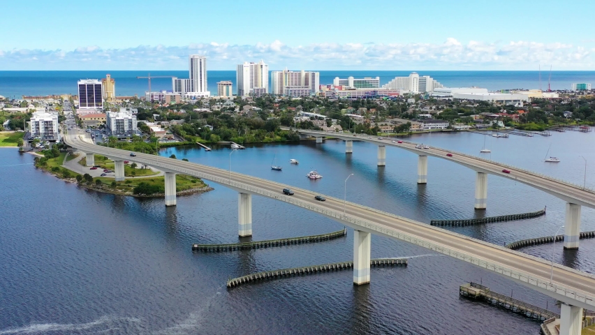 Daytona Beach, Florida and Bridges Drone Footage