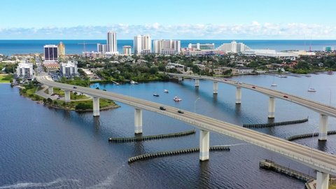 Daytona Beach, Florida and Bridges Drone Footage