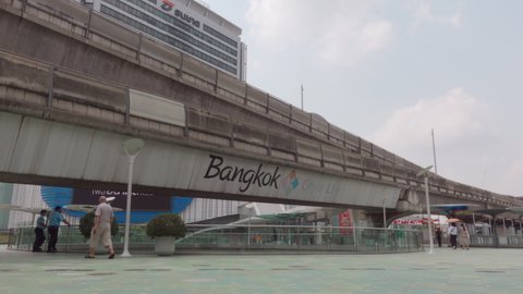Bangkok, Thailand - February 8, 2021 - Bangkok Sky Train Passing