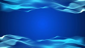 Abstract mesh waves ripple motion blue gradient in decorative frame background 3D video animation loop