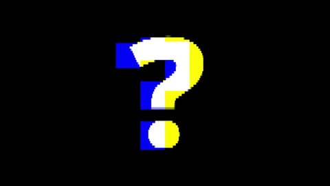 Question Mark On Vintage Twitched Television Screen Animation of a question mark symbol, with old television screen effect including twitch, noise, glitch and bad looking effects