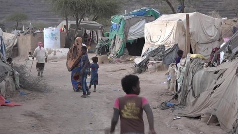 Taiz   Yemen  04 Feb 2021 :Children and women living in camps for the displaced from the Yemen war, Taiz
