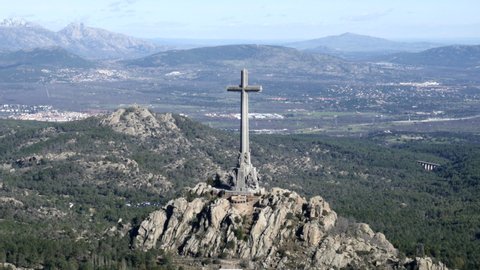 the great cross of the abbey of the Holy Cross of the Valley of the Fallen. Madrid, Spain, February 10, 2021.