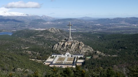 aerial view of the Abbey of the Holy Cross of the Valley of the Fallen. Madrid, Spain, February 10, 2021.