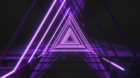 Futuristic neon triangle sci-fi tunnel vj Loop 4k - 03
