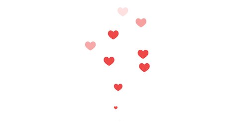 Hearts fountain in a flat style, social media live, love. 2D animation on transparent background, stock footage
