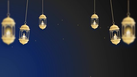 
Animated Gold lantern and glowing stars on a black blue background. Animated Islamic backgrounds. Animated Eid. Ramadan Animations