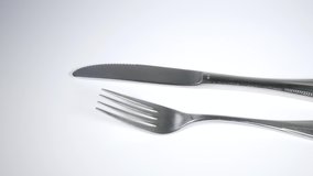 Knife and fork, close up video clip